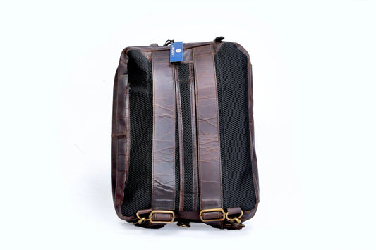 Handmade Buffalo Leather Convertible Backpack. Salmon Alder