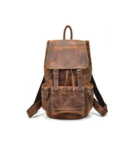Buffalo Leather Backpack Handmade Unisex Backpack Travel Outdoor Bag Salmon Alder