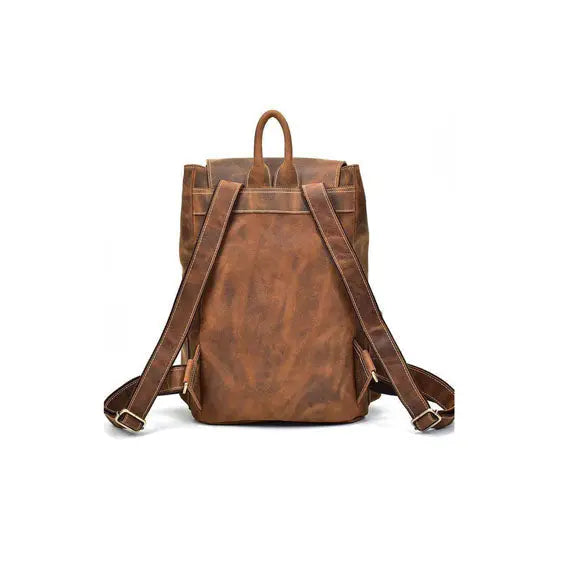 Buffalo Leather Backpack Handmade Unisex Backpack Travel Outdoor Bag Salmon Alder