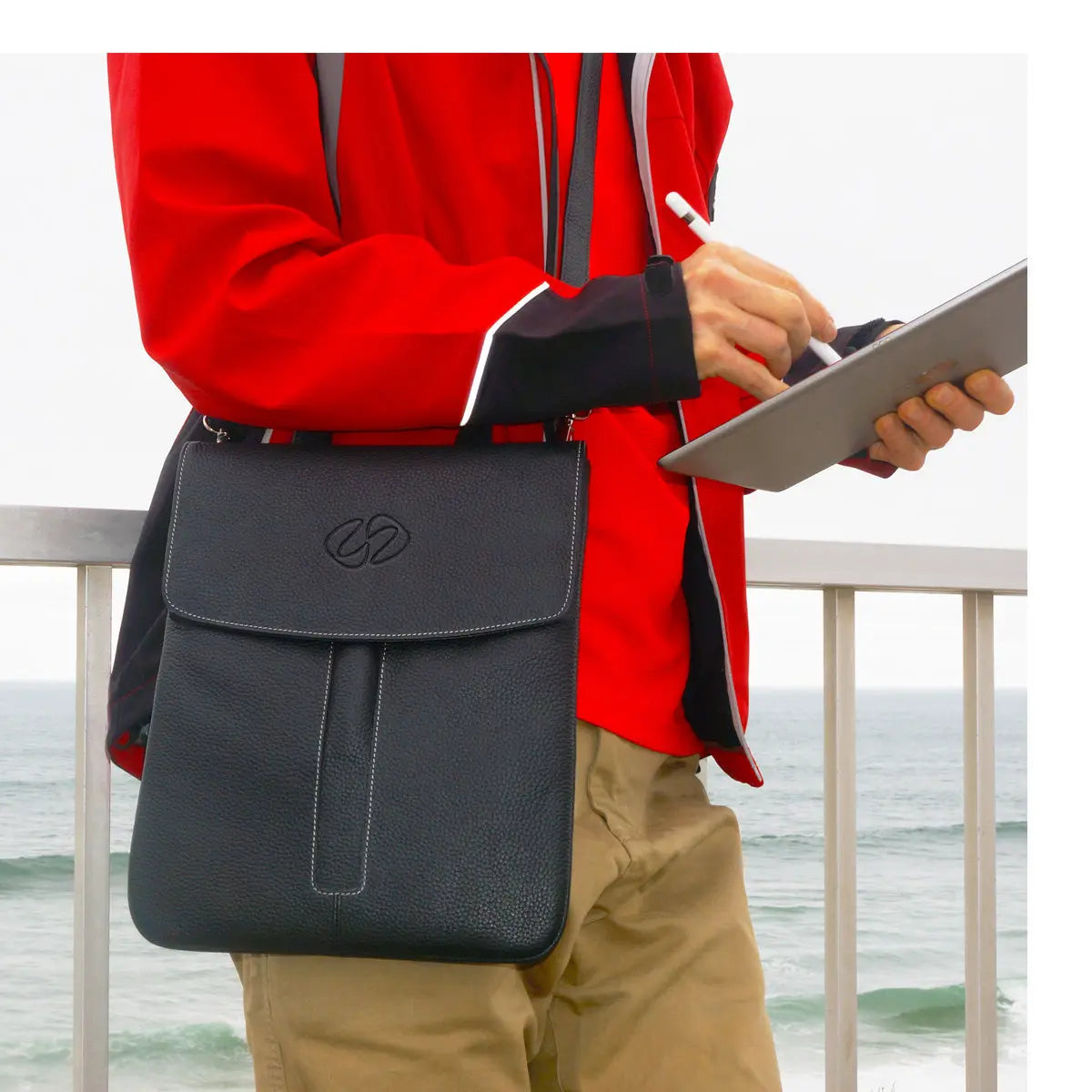 MacCase Premium Leather Crossbody Tablet Bag Ochre Eurybia