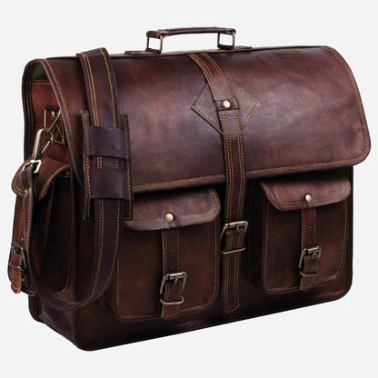 Vintage Leather Messenger Bag Mens. Salmon Alder