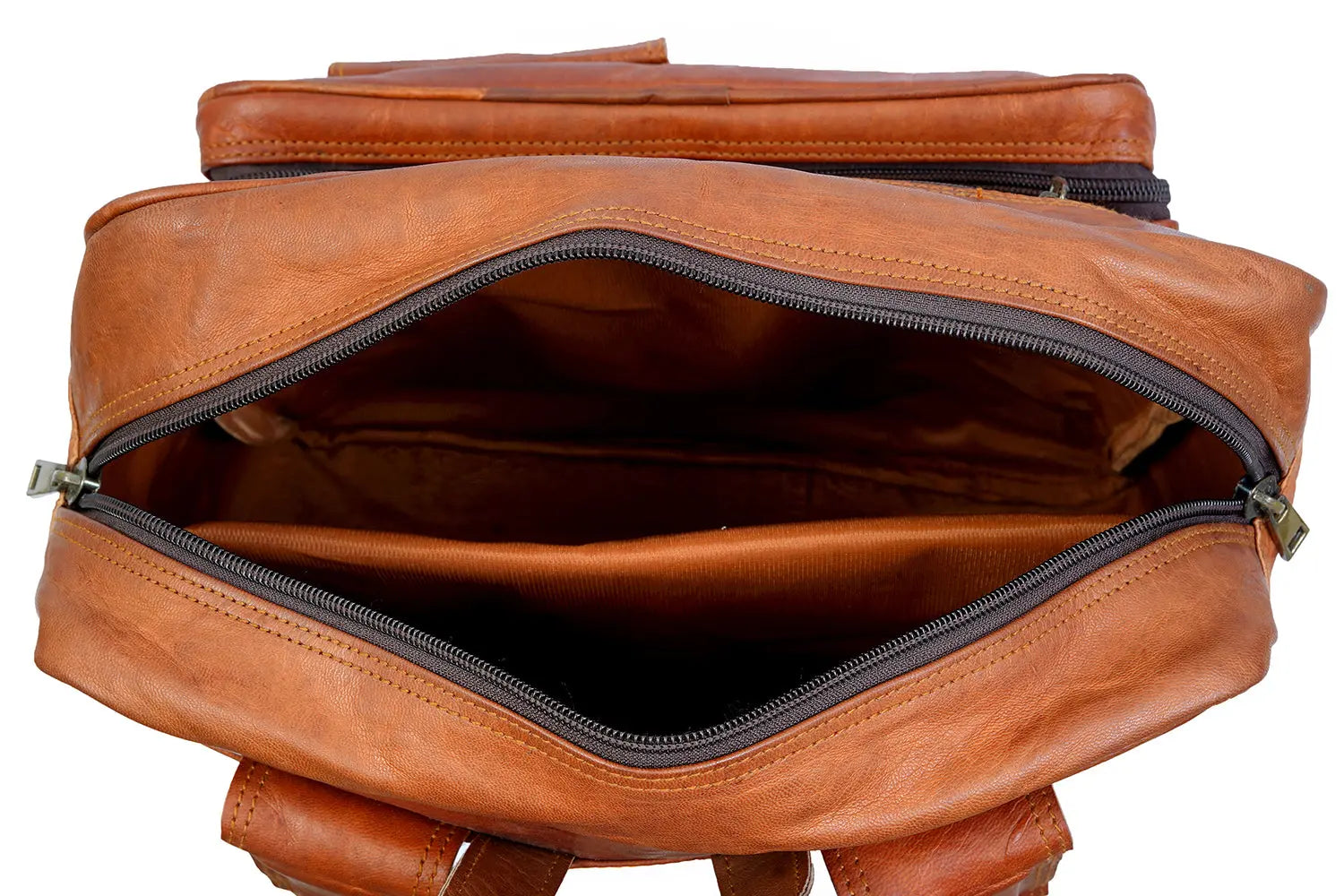 Genuine Leather Backpack  High Capacity Travel Bag Rucksack Day-pack Salmon Alder