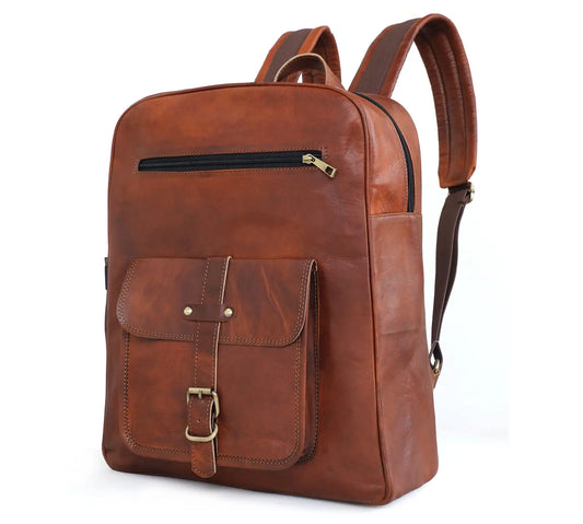 Genuine 15.6-inch Vintage Laptop Backpack Retro Travel & Work Rucksack Salmon Alder