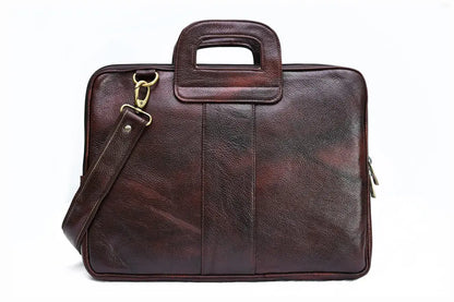 Combo Of 2 , Brown Leather Backpack And Laptop Briefcase . Salmon Alder