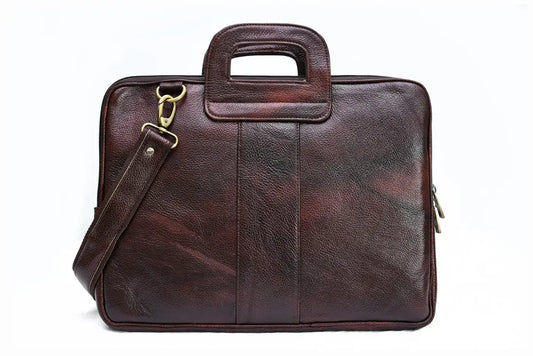 Combo Of 2 , Brown Leather Backpack And Laptop Briefcase . Salmon Alder