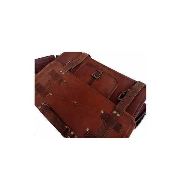 Brown Leather Crossbody Bag For School. Salmon Alder