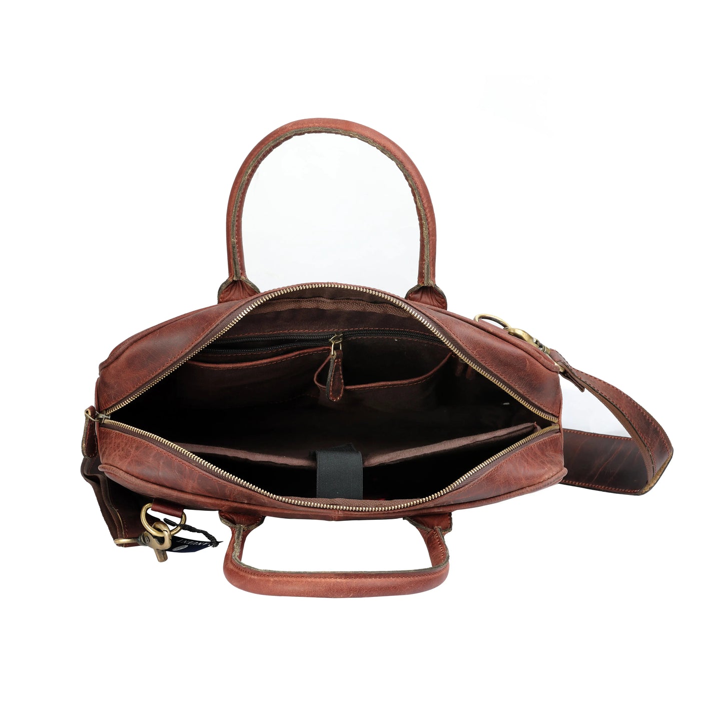 Handmade Buffalo Leather Briefcase Laptop Bag. Salmon Alder