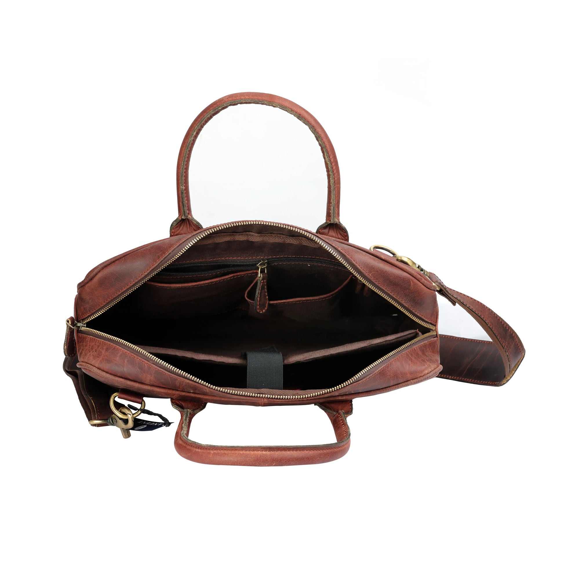 Handmade Buffalo Leather Briefcase Laptop Bag. Salmon Alder