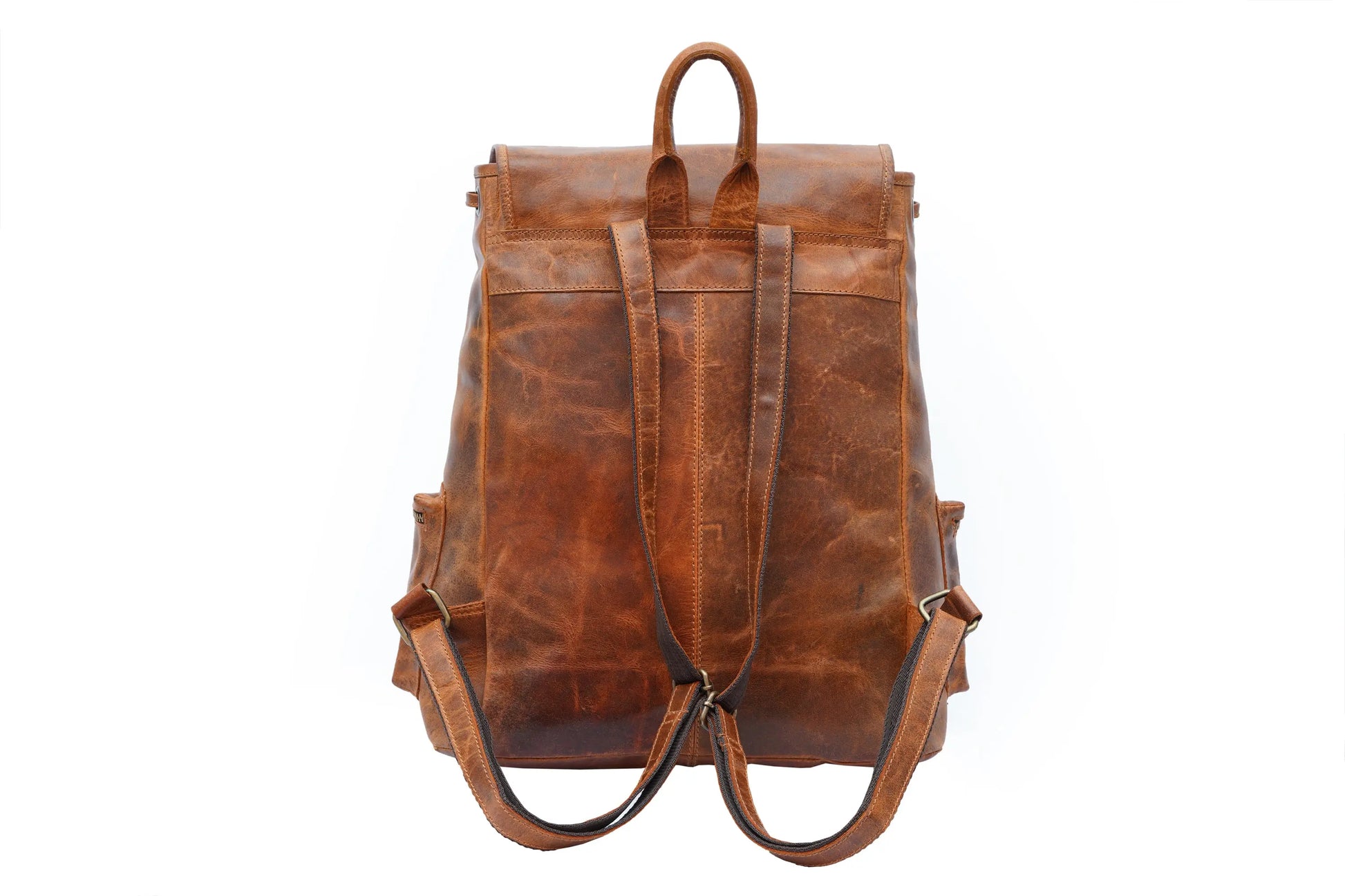 Buffalo Leather Backpack - Handmade 15.5 Inch Unisex Backpack. Salmon Alder