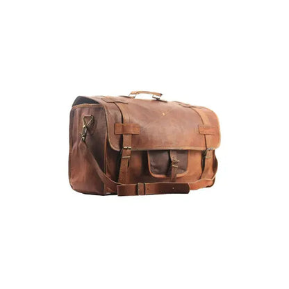 Men's Retro Style Leather Carry On Duffel Bag. Salmon Alder
