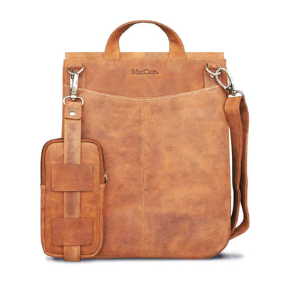 MacCase Premium Leather Crossbody Tablet Bag Ochre Eurybia