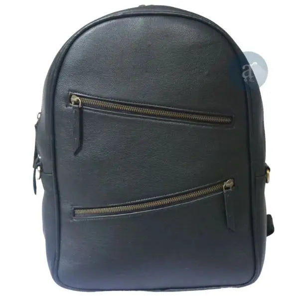 Handmade Black Leather Backpack For Unisex . Salmon Alder