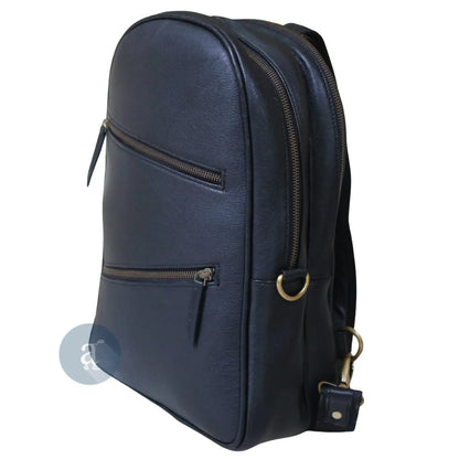 Handmade Black Leather Backpack For Unisex . Salmon Alder