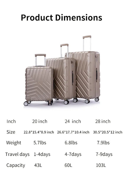 Suitcase Hardside Luggage Sets 3 Pieces with Double Spinner Wheels