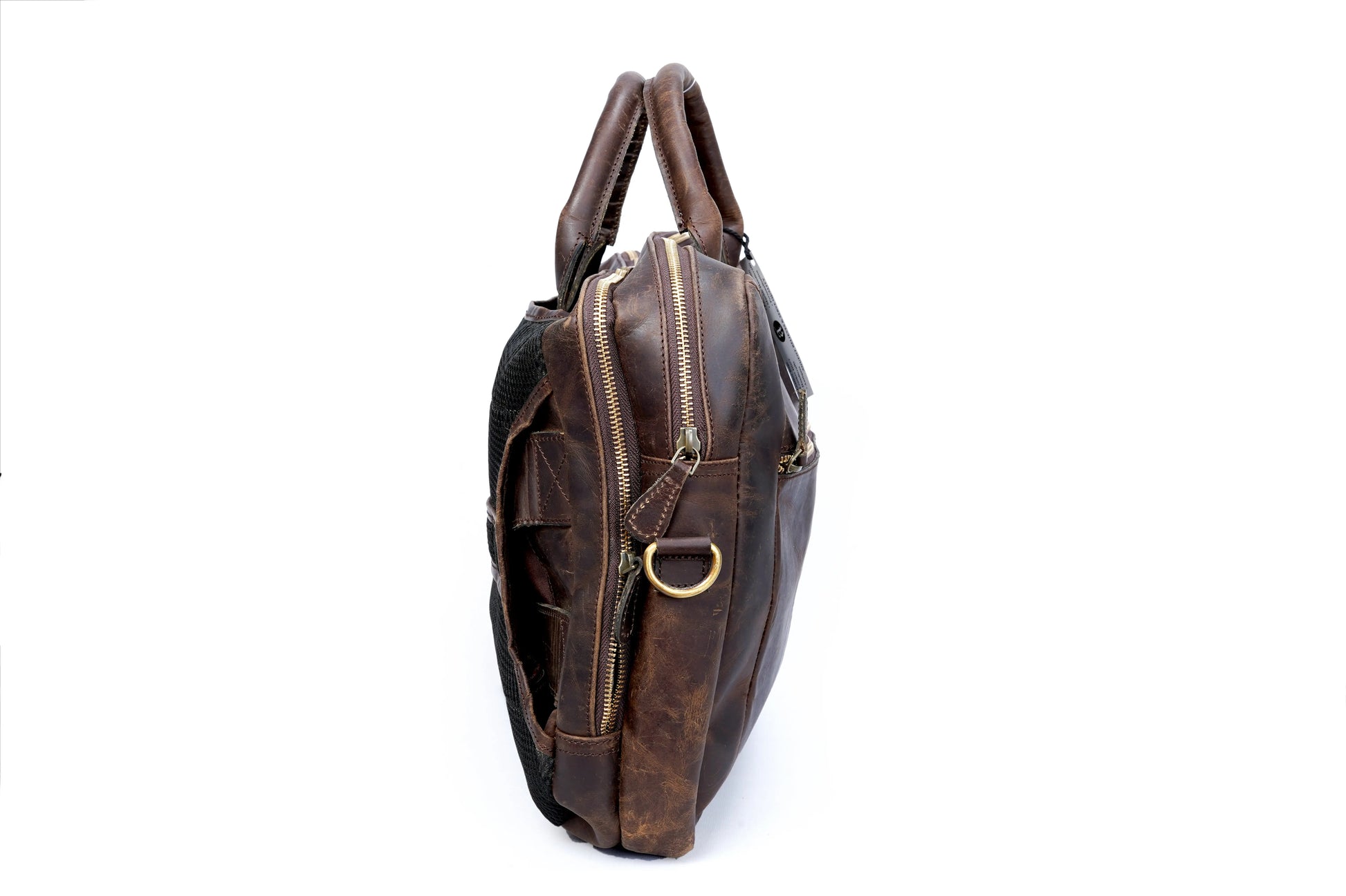 Handmade Buffalo Leather Convertible Backpack. Salmon Alder