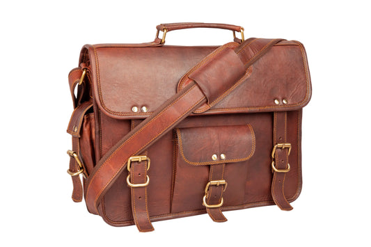 Handmade Leather Laptop Messenger Bag Crossbody Office Bag for Men. Salmon Alder