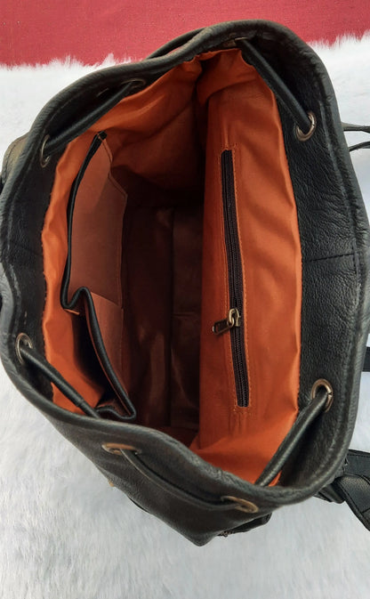 Leather Backpack – Handmade 15.5 Inch Unisex Backpack. Salmon Alder