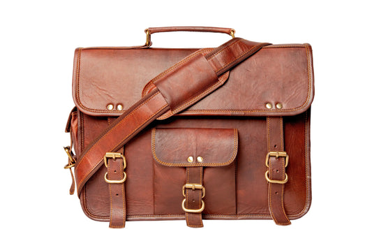 Handmade Leather Laptop Messenger Bag Crossbody Office Bag for Men. Salmon Alder