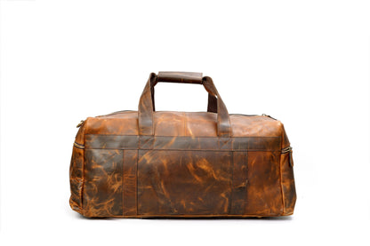 ANUENT Handmade Buffalo Leather Duffle Bag For Unisex. Salmon Alder
