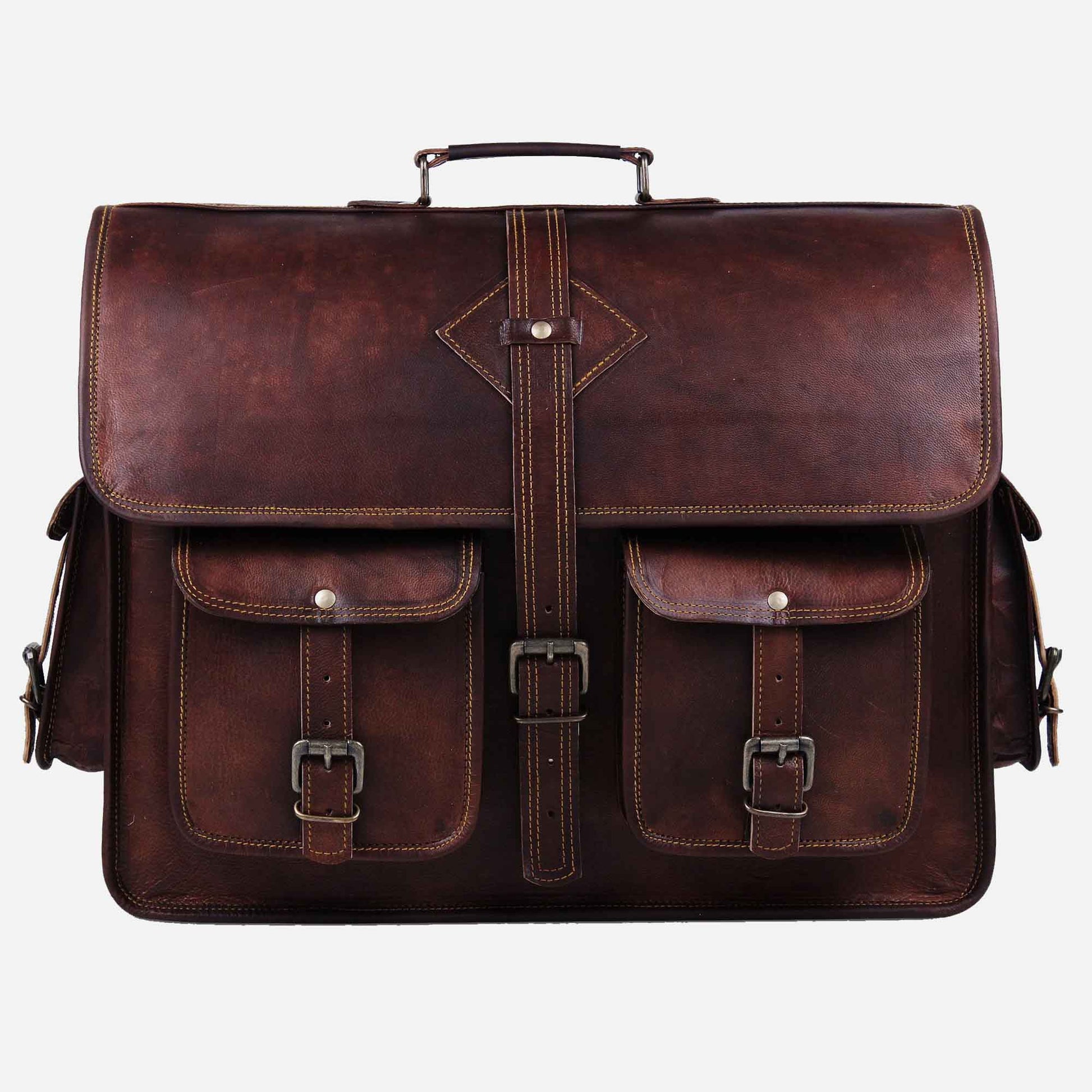 Vintage Leather Messenger Bag Mens. Salmon Alder