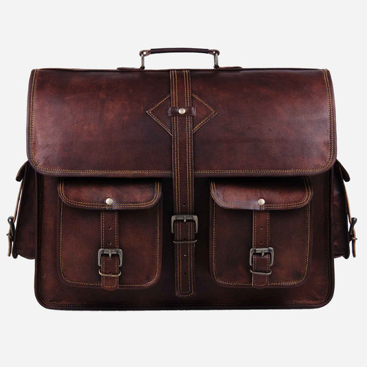 Vintage Leather Messenger Bag Mens. Salmon Alder