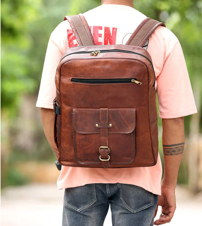 Genuine 15.6-inch Vintage Laptop Backpack Retro Travel & Work Rucksack Salmon Alder