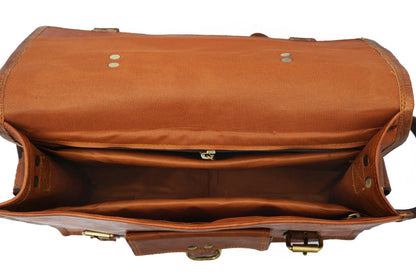 Leather Messenger Shoulder Bag Cross Body Vintage Satchel For Unisex Salmon Alder