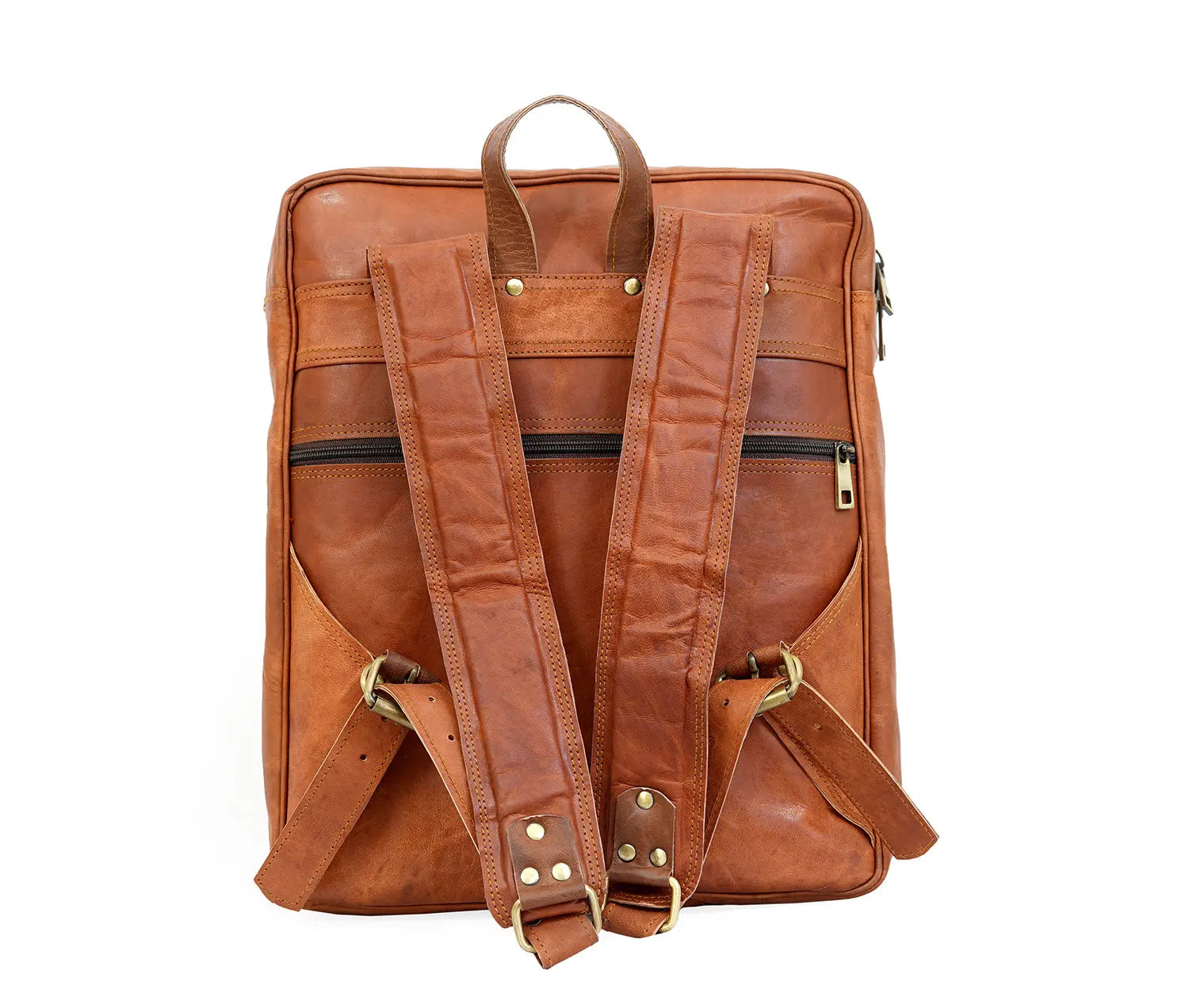 Genuine Leather Backpack  High Capacity Travel Bag Rucksack Day-pack Salmon Alder