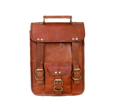 Leather 11 Inch Sturdy Leather satchel I-pad Messenger Bag for Unisex Salmon Alder