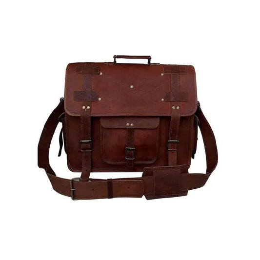 Brown Leather Crossbody Bag For School. Salmon Alder