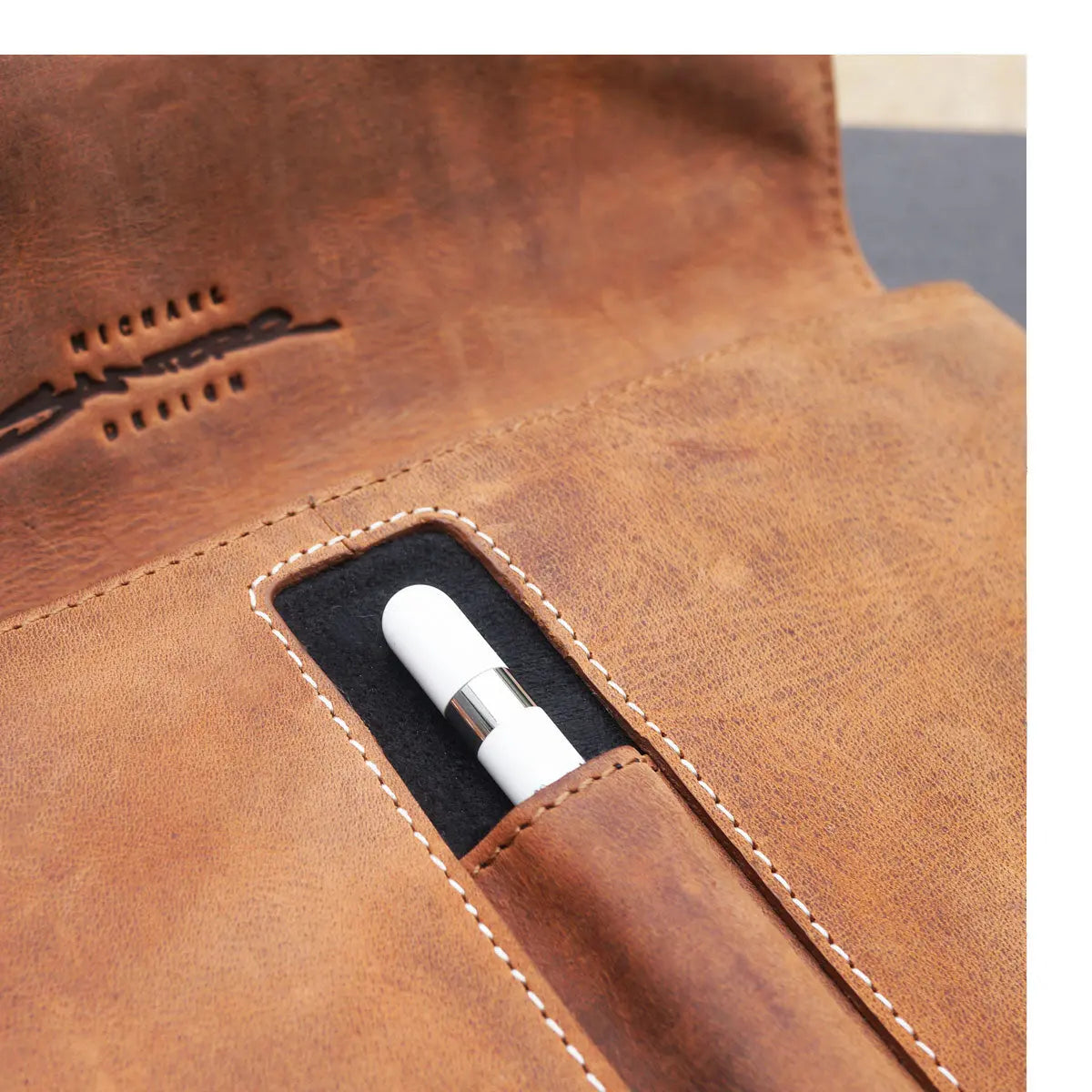 MacCase Premium Leather Crossbody Tablet Bag Ochre Eurybia