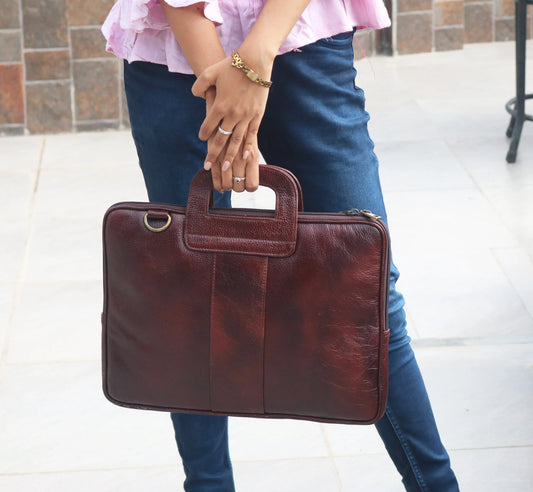 Combo Of 2 , Brown Leather Backpack And Laptop Briefcase . Salmon Alder