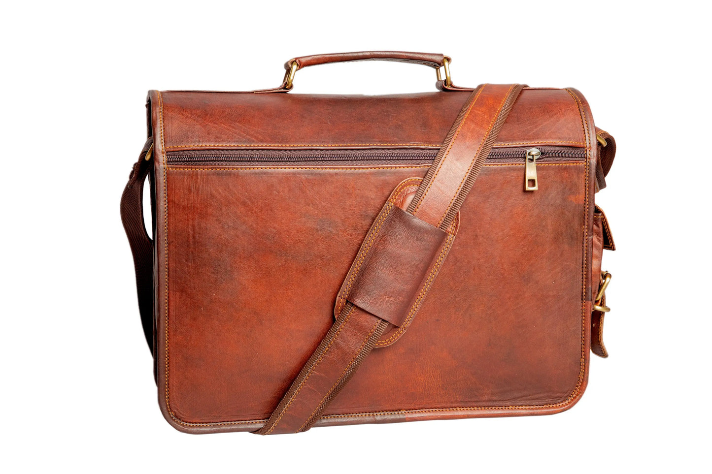 Handmade Leather Laptop Messenger Bag Crossbody Office Bag for Men. Salmon Alder