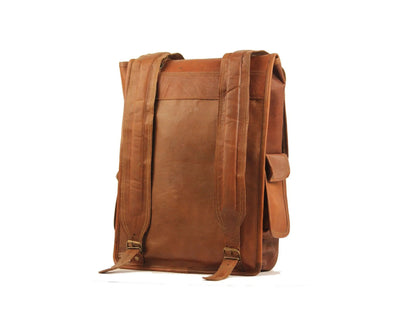 Vintage Leather Laptop Backpack Shoulder Bag Rucksack Bag. Salmon Alder