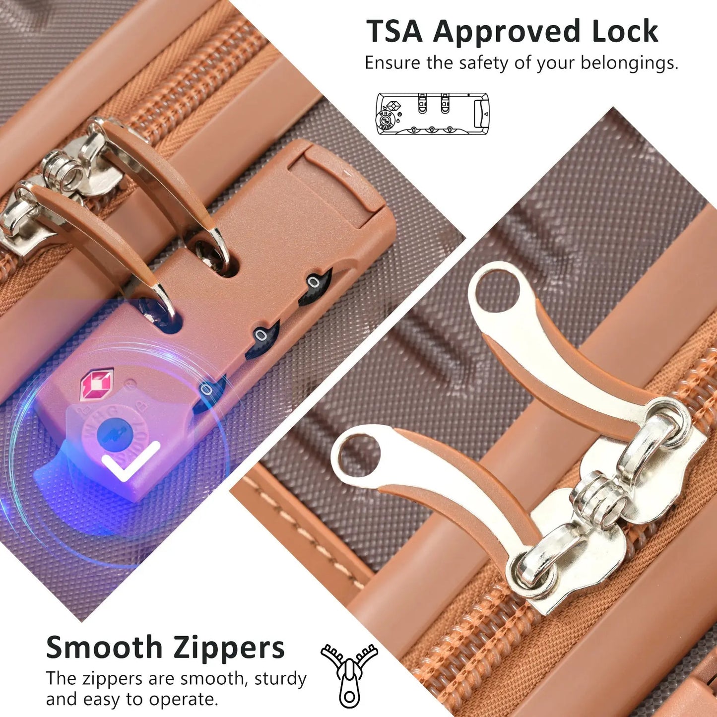 Hardshell Luggage Set with TSA Lock, 360° Spinner Wheels, Lightweight