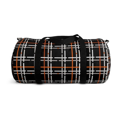 Duffel Bag - Carry on Luggage - Black and Orange Plaid