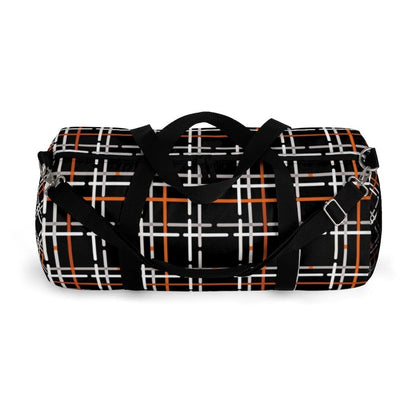 Duffel Bag - Carry on Luggage - Black and Orange Plaid