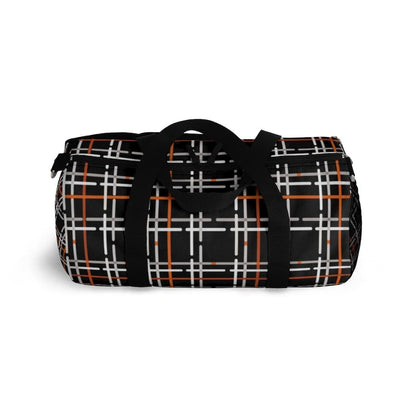 Duffel Bag - Carry on Luggage - Black and Orange Plaid