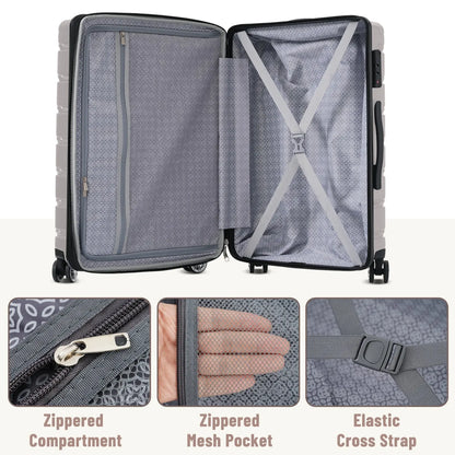Hardshell Luggage Set 3 Piece, Durable ABS+PC Travel Suitcase with Sangria Beech
