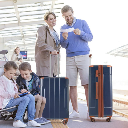 Luggage Sets 3 Piece, Expandable Hard shell ABS Suitcases with Double Sangria Beech