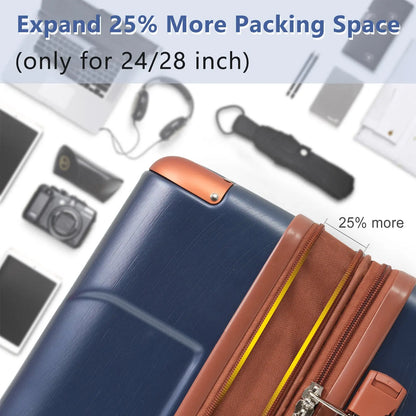 Luggage Sets 3 Piece, Expandable Hard shell ABS Suitcases with Double Sangria Beech