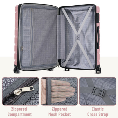Hardshell Luggage Set 3 Piece, Durable ABS+PC Travel Suitcase with