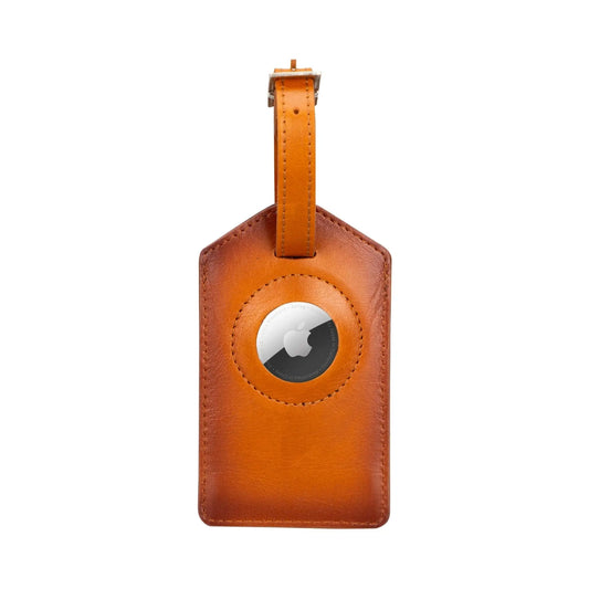 Estes Genuine Leather Luggage Tag with AirTag Slot Chocolate Crius