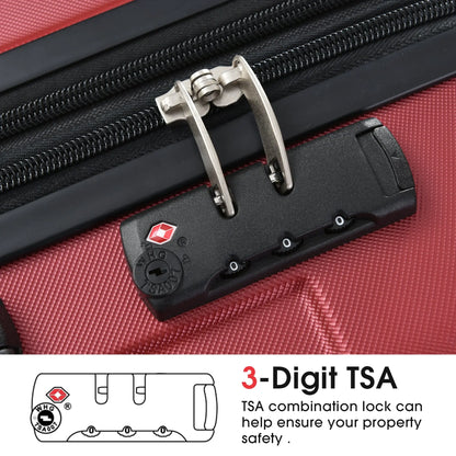 Luggage Sets 3 Piece, Expandable Hard shell ABS Suitcases with Double Sangria Beech