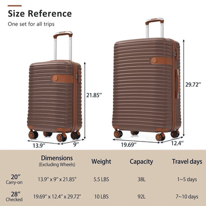 Hardshell Luggage Set with TSA Lock, 360° Spinner Wheels, Lightweight