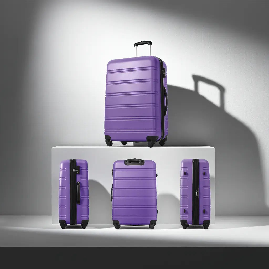 3 Piece Luggage Set Hardside Spinner Suitcase with TSA Lock 20' 24' Sangria Beech