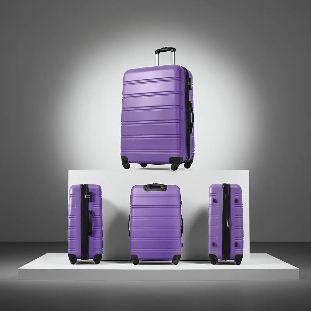 3 Piece Luggage Set Hardside Spinner Suitcase with TSA Lock 20' 24' Sangria Beech