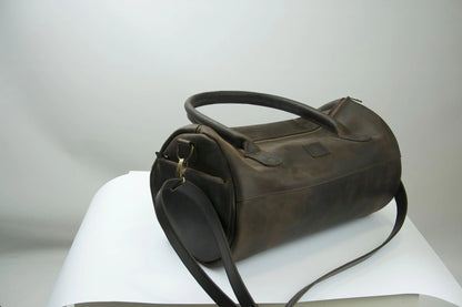 Leather Gym Bag, Leather Duffel Bag, Leather Sports Bag for Men Ochre Poseidon
