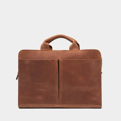 Leather Laptop Bag (Cognac Brown) Coral Grapevine