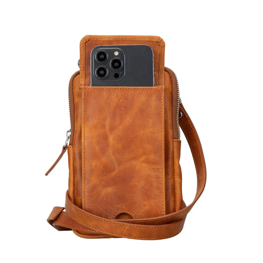 Niagara Leather Crossbody Phone Bag for Men Chocolate Crius